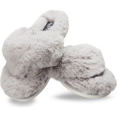 Memoi Fuzzy Plush Faux Fur Flip Flop Slipper In Gray