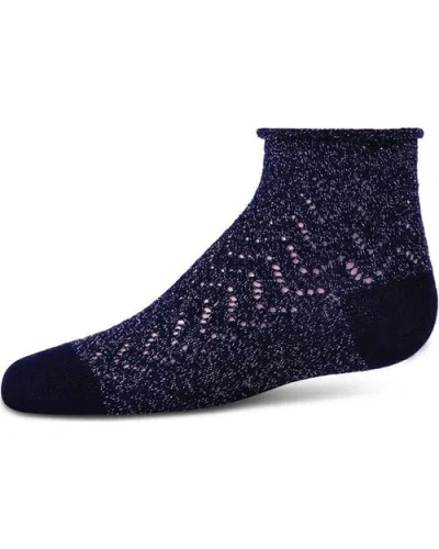 Memoi Kids'  Fuzzy Shimmer Anklet Socks In Black