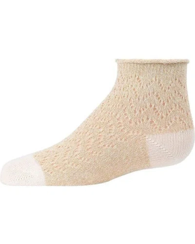 Memoi Kids'  Fuzzy Shimmer Anklet Socks In Neutral