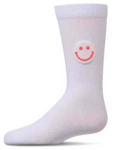 Memoi Kids'  Fuzzy Smiley Face Knee High Socks In Pink