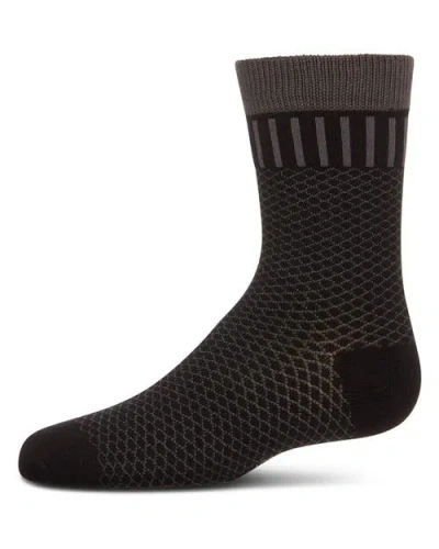 Memoi Kids'  Geometric-pattern Crew Sock In Black