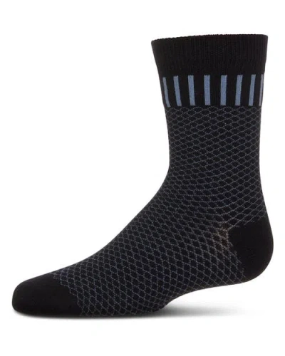 Memoi Kids'  Geometric-pattern Crew Sock In Black