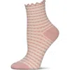 Memoi Gingham Ankle Socks In Blush