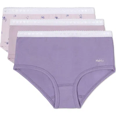 Memoi Kids'  Girls' 3 Pair Pack Lovely Lavender Floral Briefs In Purple
