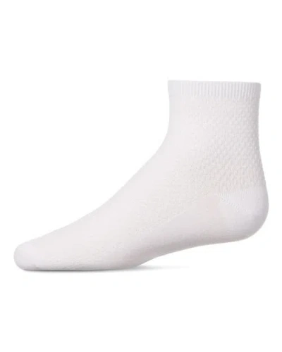 Memoi Kids'  Girls' Pique Stitch Anklet Socks In White