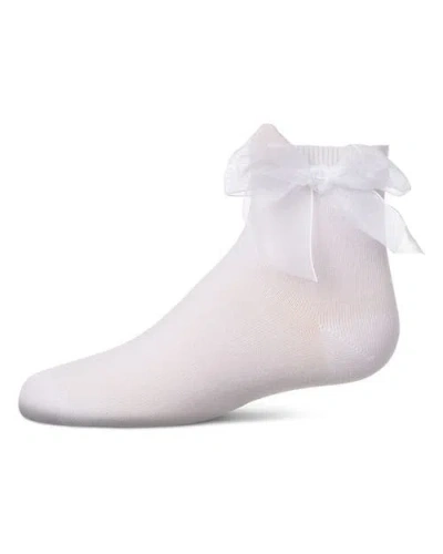 Memoi Kids'  Girls Tulle-bow-trimmed Mercerized Cotton-rich Ankle Sock In White