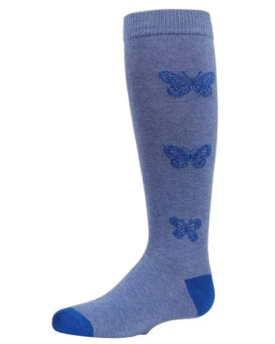 Memoi Kids'  Glitter Butterfly Knee High Socks In Blue