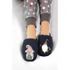 Memoi Gnome Mushroom Faux Shearling Memory Foam Slipper In Navy