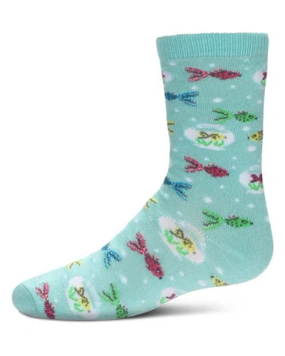 Memoi Kids'  Goldfish Crew Socks In Blue