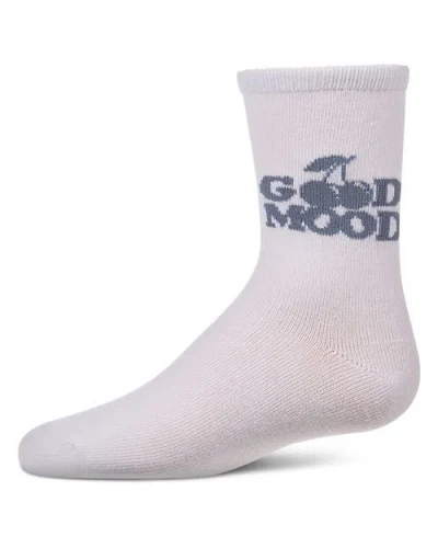 Memoi Kids'  Good Mood Novelty Crew Sock In White