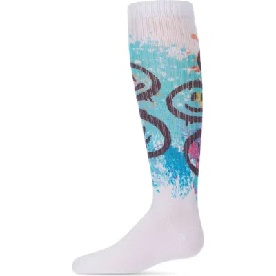 Memoi Kids'  Graffiti Smiley Knee High Socks In White