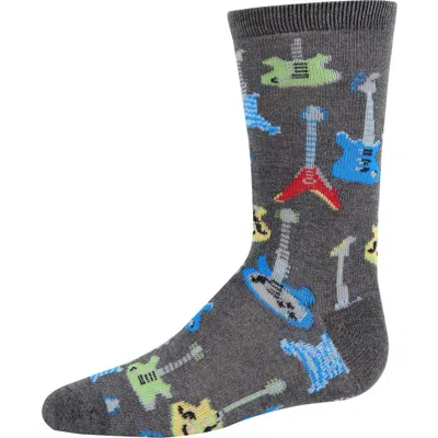 Memoi Kids'  Guitar Blend Crew Socks In Gray