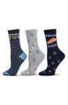 Memoi Hanukkah Assorted 3-pack Crew Socks In Black