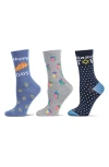 Memoi Hanukkah Assorted 3-pack Crew Socks In Multi