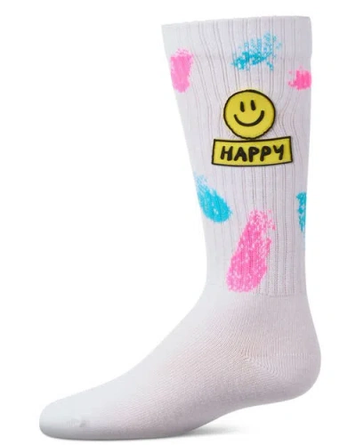 Memoi Kids'  Happy Face High Sock With Splatter Graphics In Multi