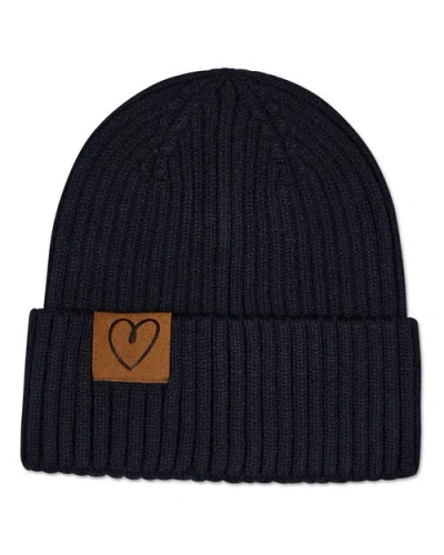 Memoi Kids'  Heart-patch Knit Beanie In Black