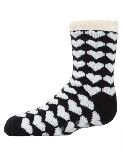 Memoi Kids'  Hearts Galore Girl's Cozy Non-slip Socks In Black
