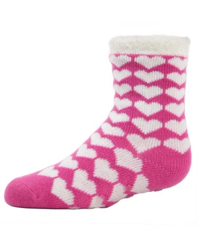 Memoi Kids'  Hearts Galore Girl's Cozy Non-slip Socks In Pink