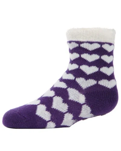 Memoi Kids'  Hearts Galore Girl's Cozy Non-slip Socks In Purple