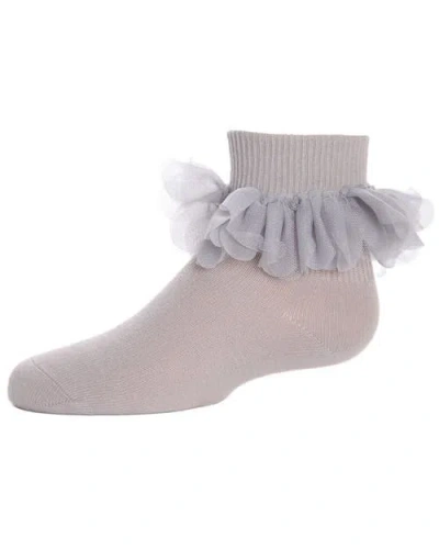 Memoi Kids'  Hello Darlin' Flower Petal Anklet Socks In Silver