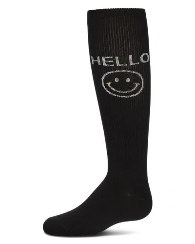 Memoi Kids'  Hello-theme Knee High Sock In Black