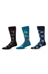 Memoi Hobby Assorted 3-pack Crew Socks In Brown