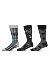Memoi Hobby Assorted 3-pack Crew Socks In Gray-black