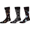 Memoi Hobby Assorted 3-pack Crew Socks In Black