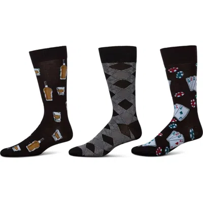 Memoi Hobby Assorted 3-pack Crew Socks In Black