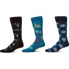 Memoi Hobby Assorted 3-pack Crew Socks In Brown