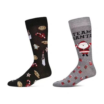 Memoi Holiday Mens 2 Pair Crew Socks In Multi