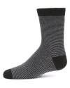 Memoi Horizontal Stripe Crew Socks In Black