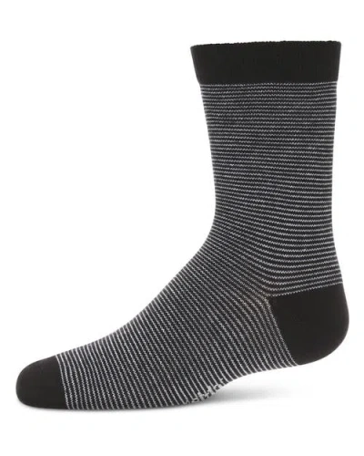 Memoi Kids'  Horizontal Stripe Crew Socks In Black