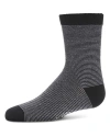 Memoi Horizontal Stripe Crew Socks In Black