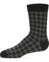 Memoi Kids'  Houndstooth Crew Sock In Black
