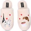 Memoi I Love Paris Faux Fur Memory Foam Slipper In Pale Blush