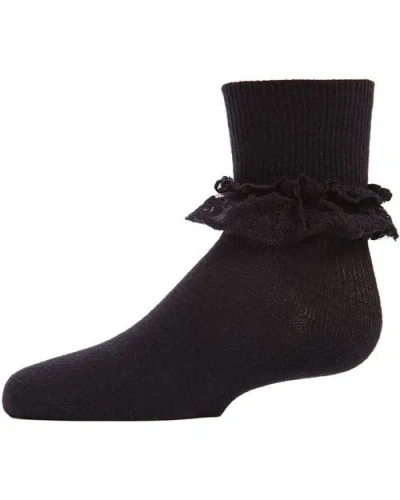 Memoi Babies'  Infant Layered-lace Ankle Sock In Black