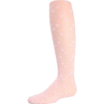 Memoi Kids'  Infant Sweet Blossoms Sheer Raised Floral Print Tights In Multi