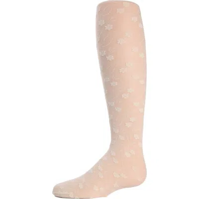 Memoi Kids'  Infant Sweet Blossoms Sheer Raised Floral Print Tights In Pink