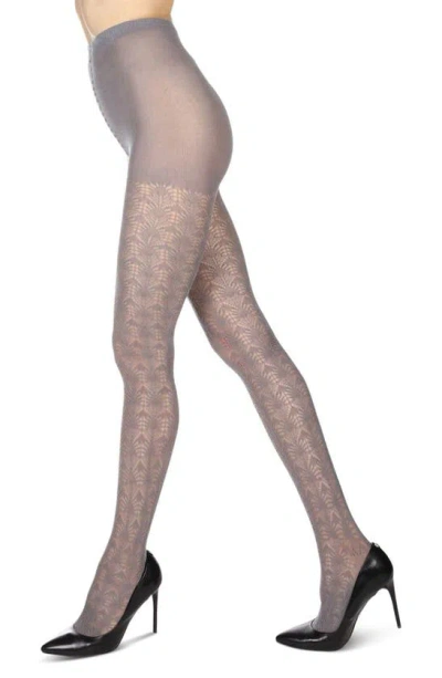 Memoi Inverted Textured Cotton Blend Tights In Black