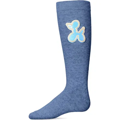 Memoi Kids'  Iridescent Balloon Dog Knee High Sock In Blue
