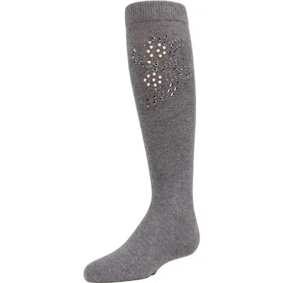 Memoi Kids'  Jewel Mosaic Combed Knee High Socks In Gray
