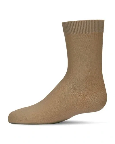 Memoi Kid's Basic Soft Rayon Crew Socks In Brown