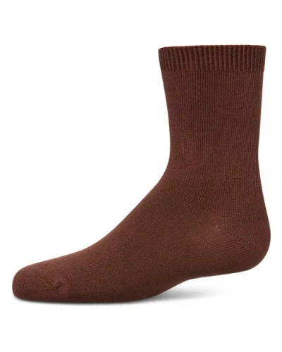 Memoi Kid's Basic Soft Rayon Crew Socks In Brown