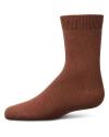 Memoi Kid's Basic Soft Rayon Crew Socks In Brown