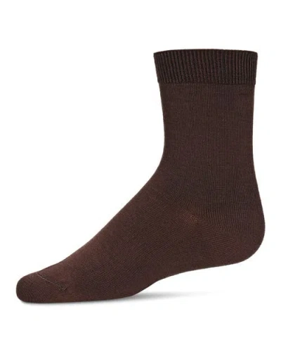Memoi Babies'  Kid's Basic Soft Rayon Crew Socks In Brown