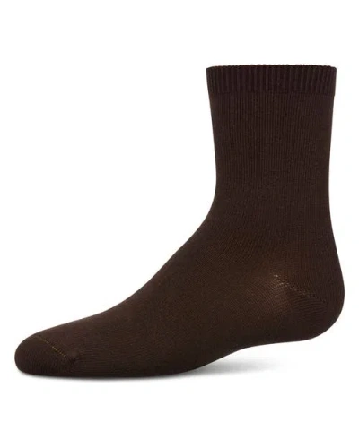 Memoi Babies'  Kid's Basic Soft Rayon Crew Socks In Brown