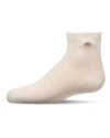 Memoi Kid's Bow-trimmed Mercerized Cotton Rich Ankle Sock In Neutral