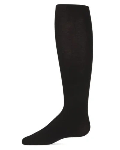 Memoi Kid's Cotton Blend Non-pilling Opaque Tights In Black