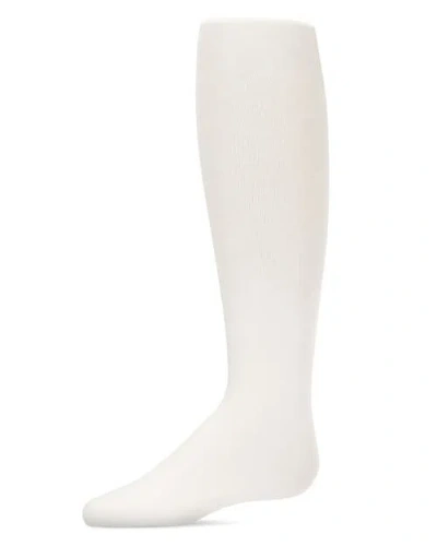 Memoi Kid's Cotton Blend Non-pilling Opaque Tights In White